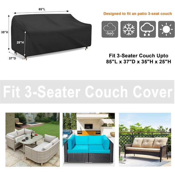 Patio Furniture Loveseat Sofa Cover - 420D Oxford Fabric 100% Waterproof Outdoor - Picture 3 of 7